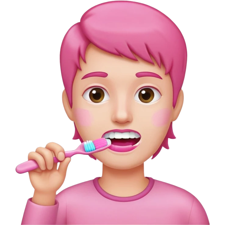 person brushing teeth pink theme emoji