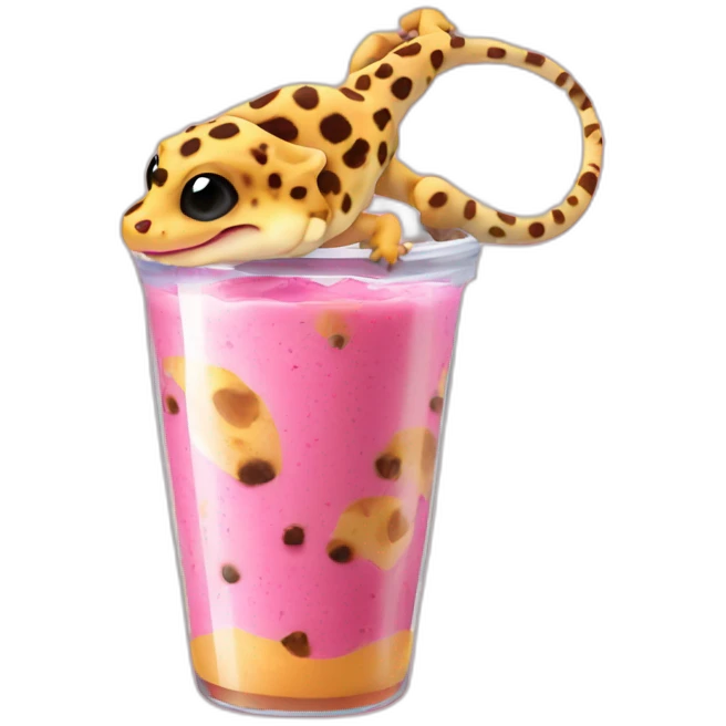 leopard gecko with smoothie emoji