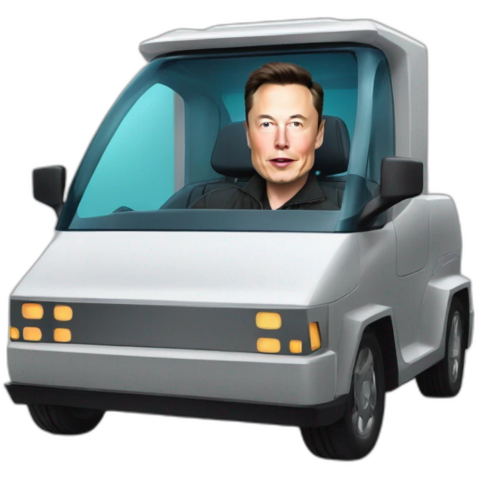 Elon musk riding in a Tesla cyber truck  emoji