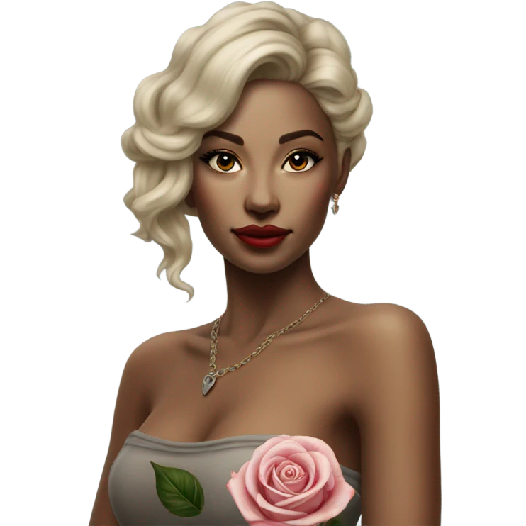 Hyper Realistic beautiful woman model with a small rose tattoo emoji