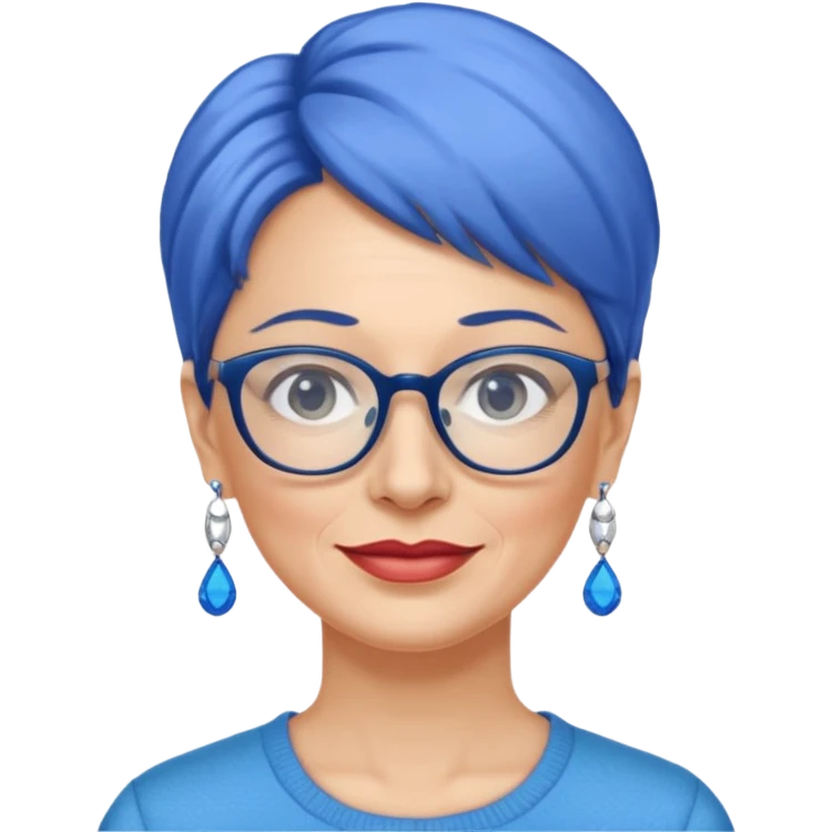 signora 50 anni con occhiali e orecchini azzurri emoji