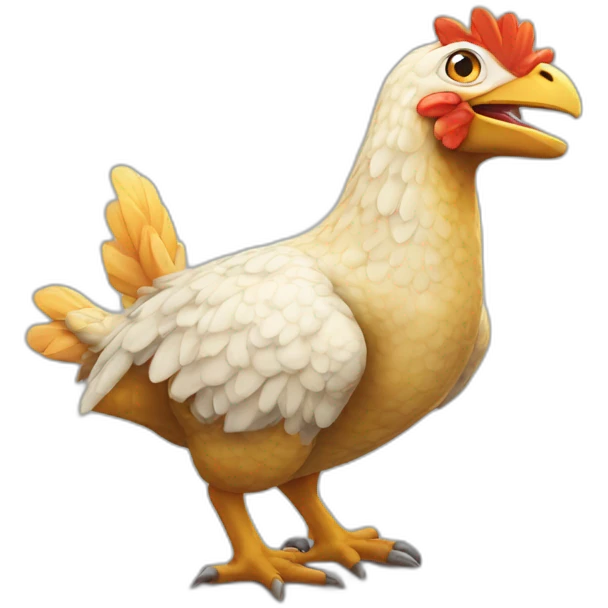 Poulet sur un dinosaure emoji