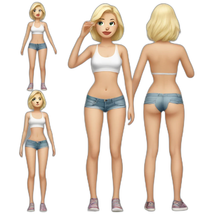 realist white blonde girl with short shorts emoji