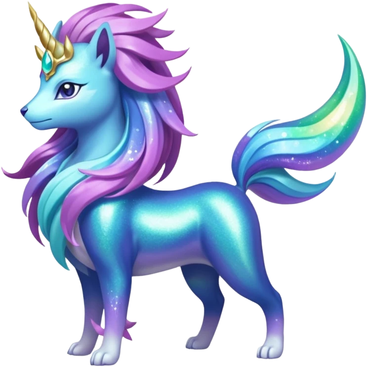Auroral Celestial Galactical Divine Sparkly Shiny Shimmering Glittery Glossy Soft Smooth Suicune-Aurorus-Meganium-fusion (full body) emoji