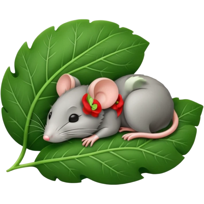 mouse sleeping under a leaf emoji