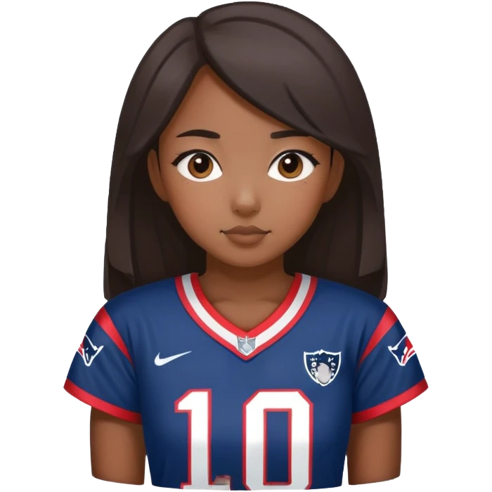 Asian girl in patriots jersey number 10 emoji