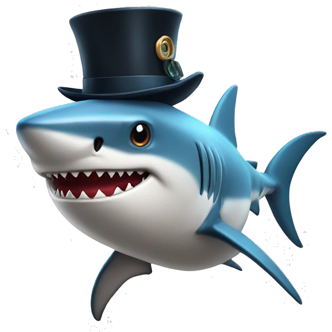 Shark with tophat emoji