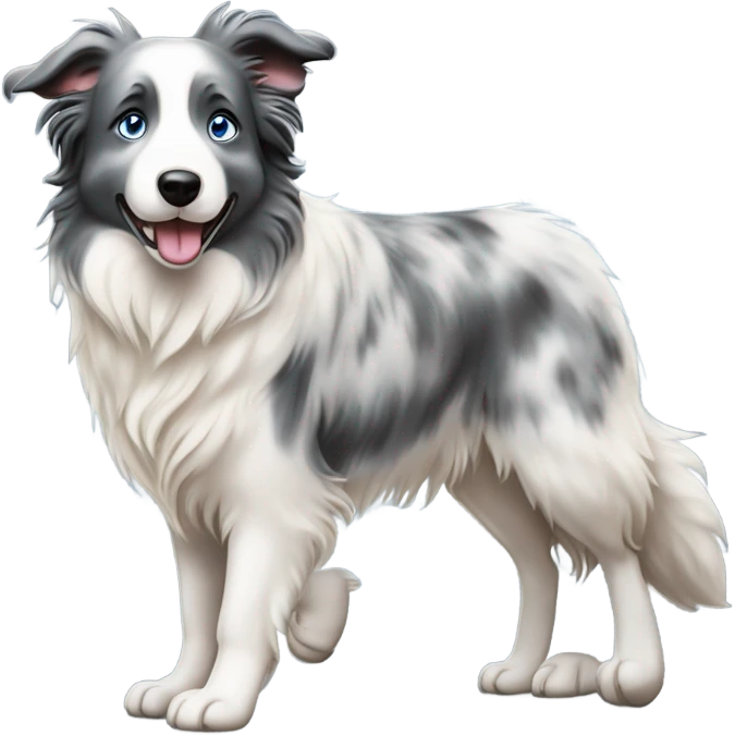 Blue eyes Seal merle Border collie walking emoji