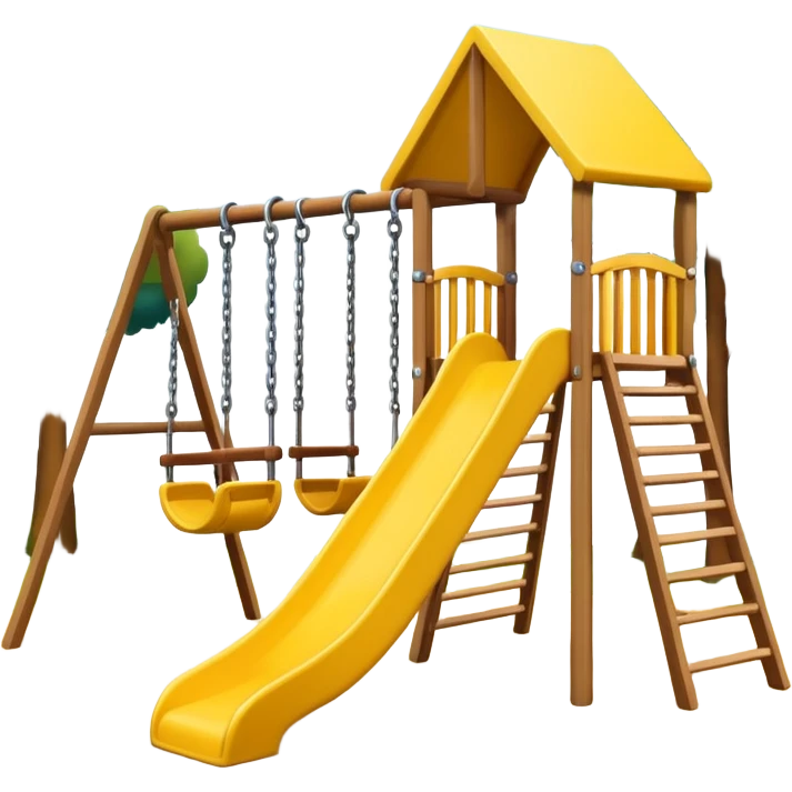 colorful playground with one yellow slide and one swing emoji