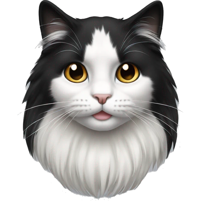 half black and half white long hair cat emoji