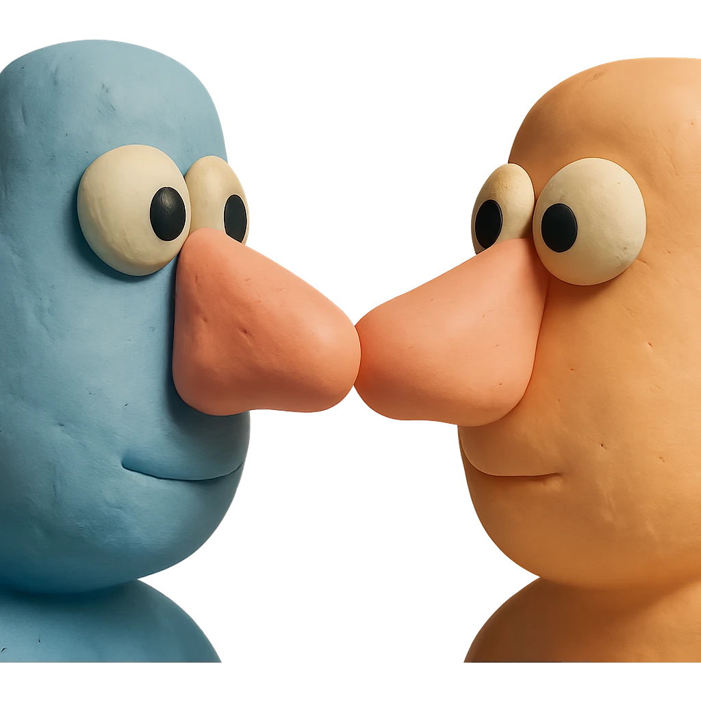 two noses bumping, pastel colors emoji