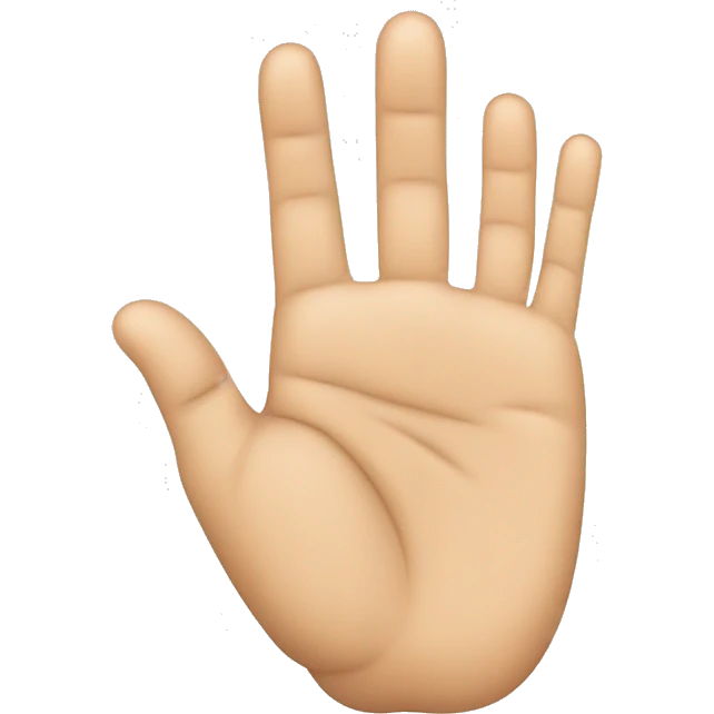 A Hand with 5 fingers the thumb is hidden in the pal of the hand and the middle and ring overlap eachoher  emoji