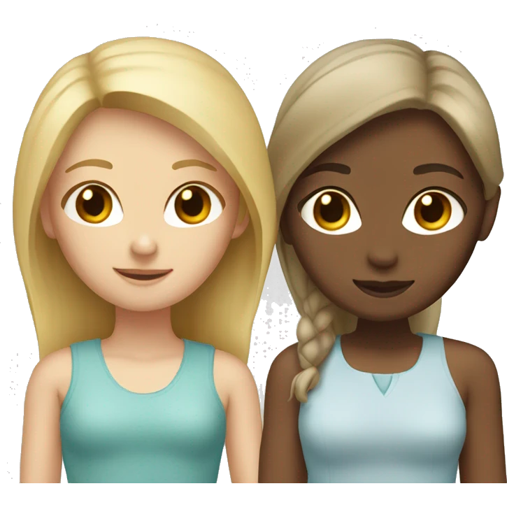 two girls with brown hair and one blonde emoji