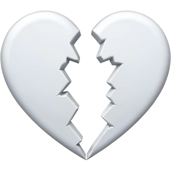 a white heart broken into two pieces emoji