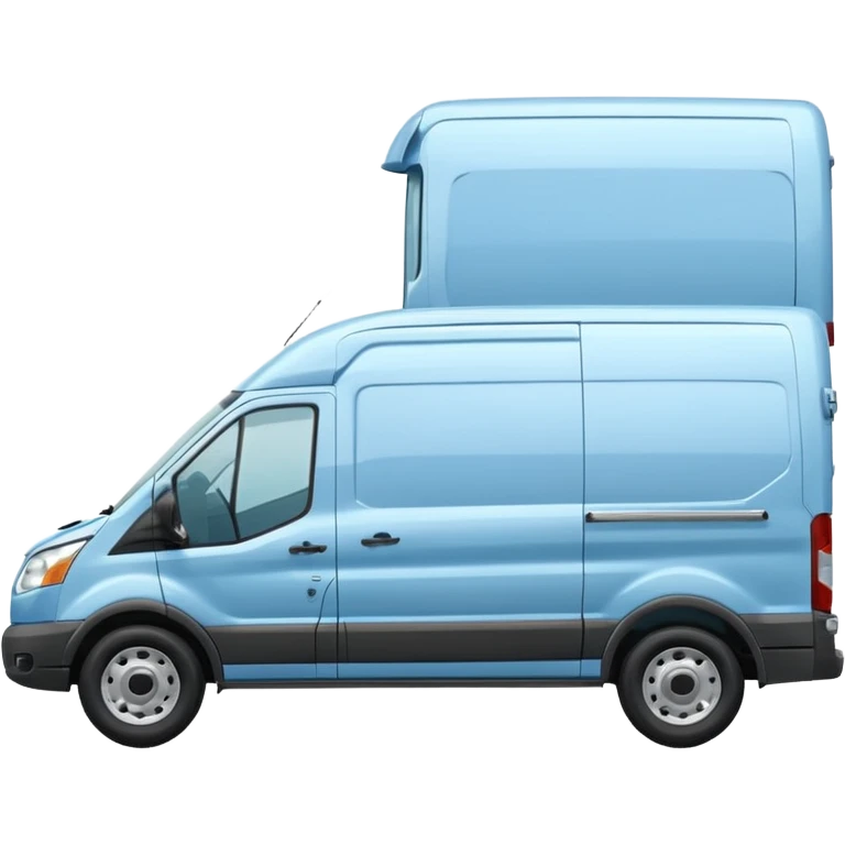 light blue Ford Transit with windows, side profile facing right, small emoji