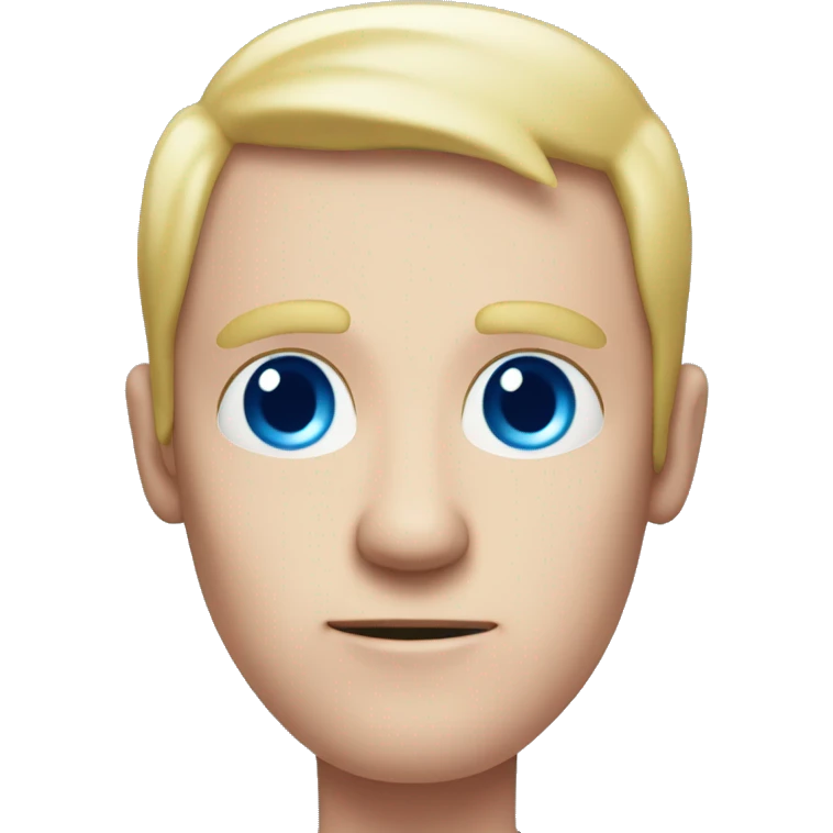 man with pink skin very very bright blue eyes looks old losing hair, hair is blond emoji