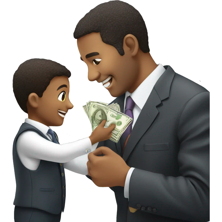 business man handing money to happy child emoji