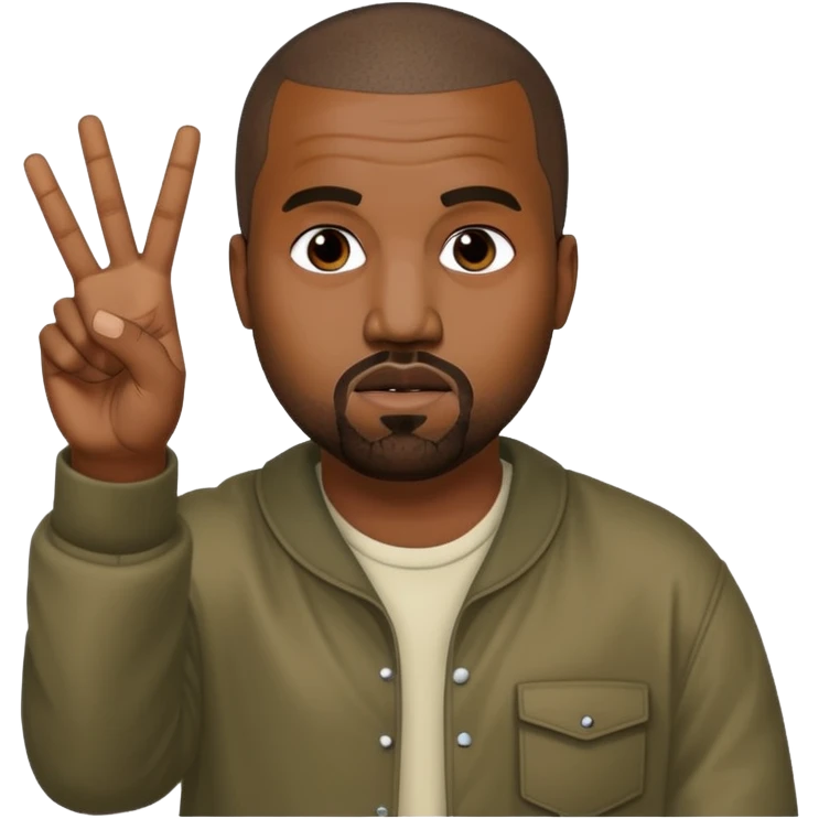 Kanye West throwing a peace sign emoji