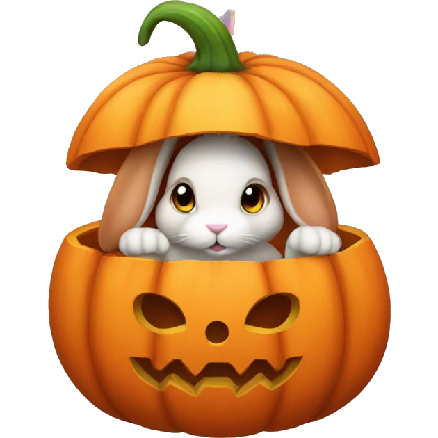 Bunny in a pumpkin emoji