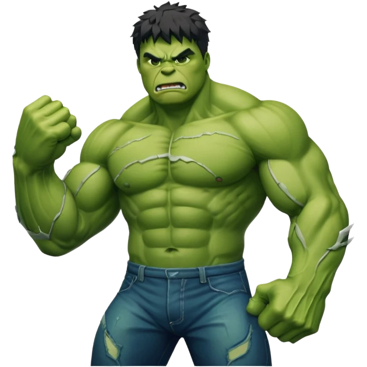 Hulk transformation, smashing fist, green superhero emoji
