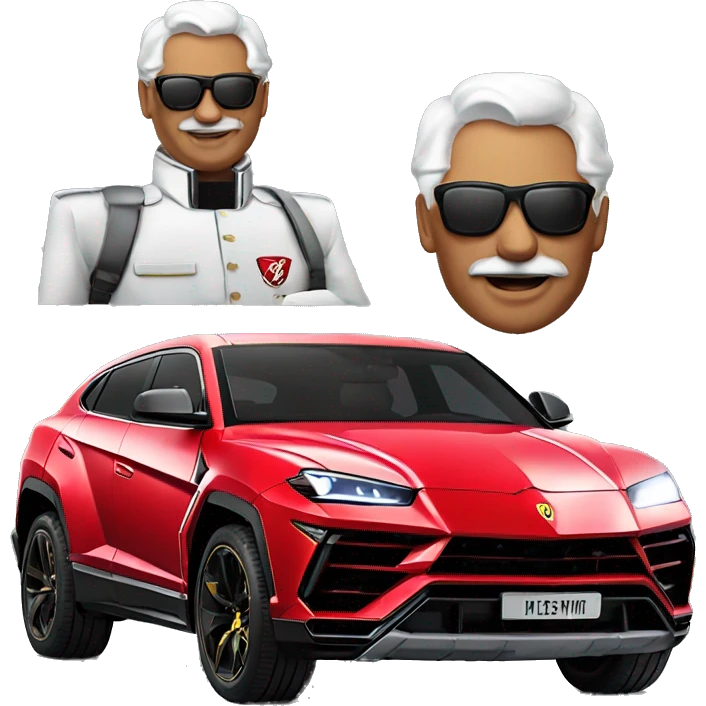 Colonel kfc in a Lamborghini urus emoji