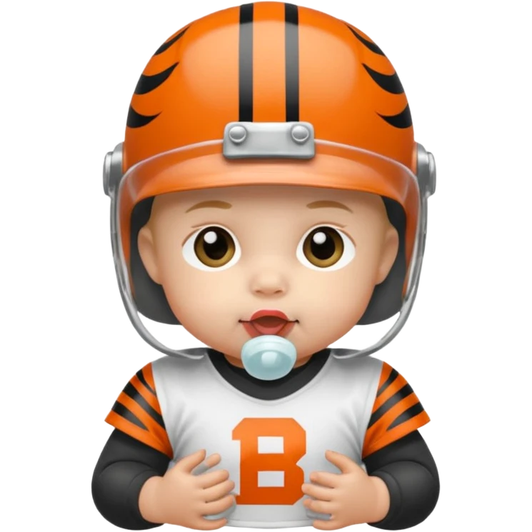 Baby with pacifier in a bengals helmet  emoji