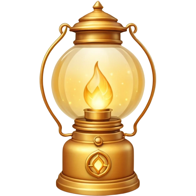 magic lantern object icon, glowing enchanted lantern, warm golden light inside, subtle magical particles floating, fantasy style, 3D cartoon, mobile game icon style, centered, clean background, no text, no watermark
 emoji