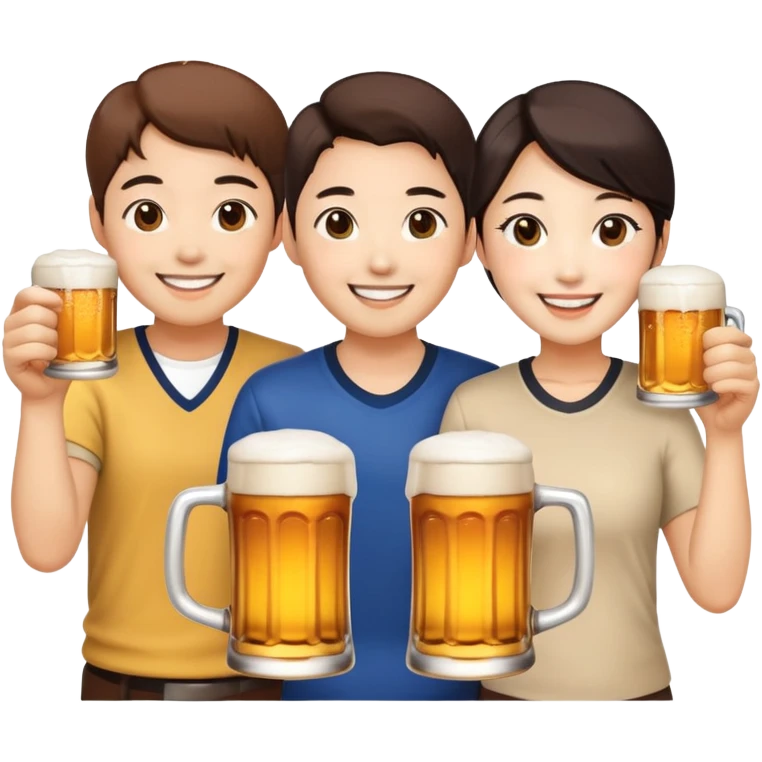 Три корейца с кружками пива emoji