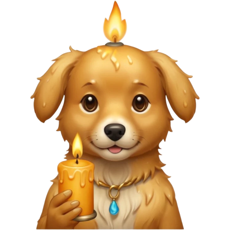 dog holding a lit aromatic candle in hand emoji