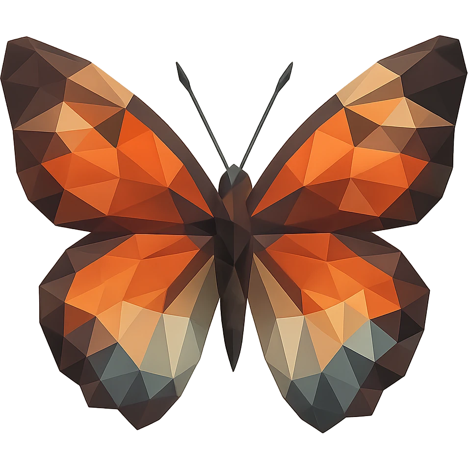 illustration of a butterfly made of geometric shapes in polygonal style emoji
