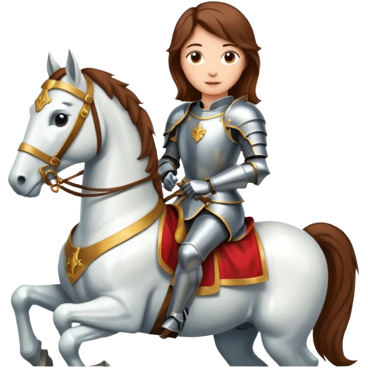 Renaissance princess knight with brown hair on horse emoji