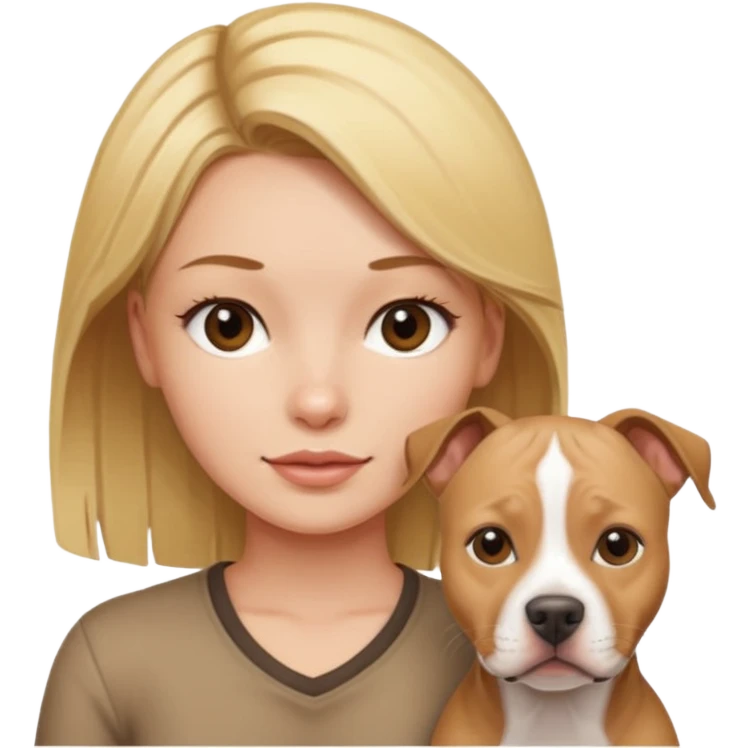 Blonde girl with light brown american staffordshire terrier emoji