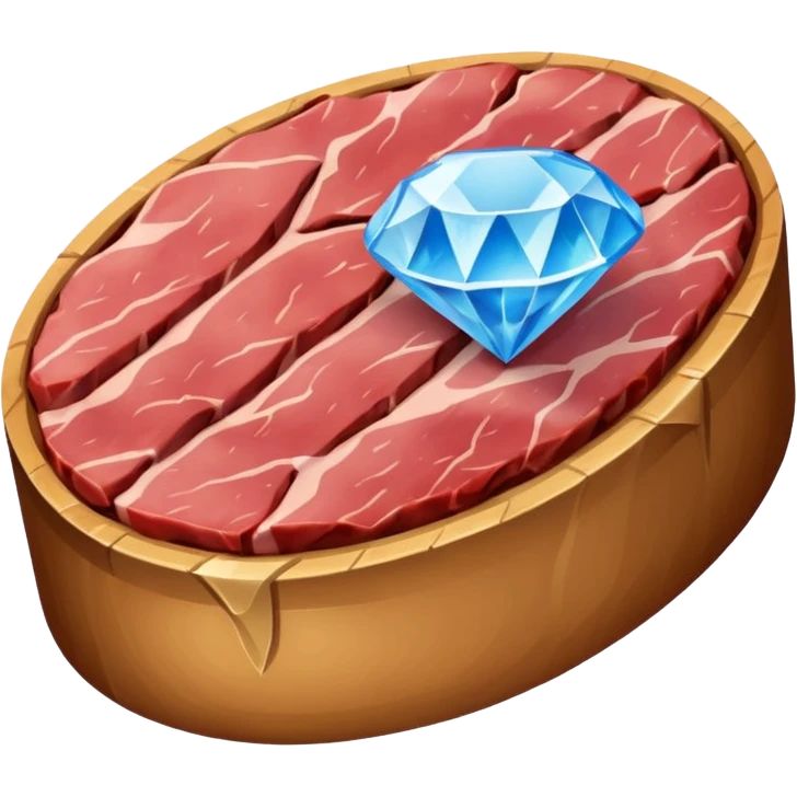 Meat with diamond textur and blue color emoji