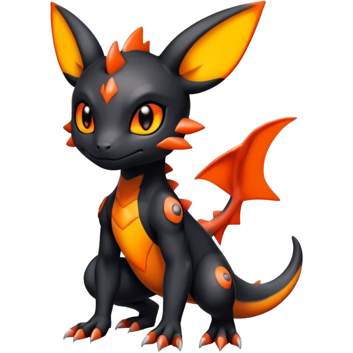 Cute Shiny Guilmon-Salandit-Umbreon-Fakémon-hybrid-creature (full body)  emoji