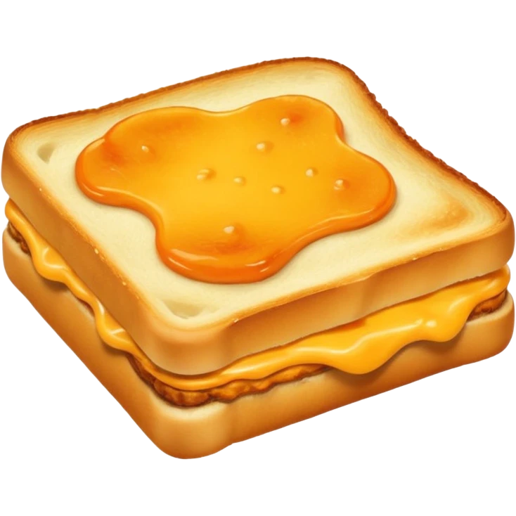 a toastie with melted cheese on the rim and an orange hat emoji