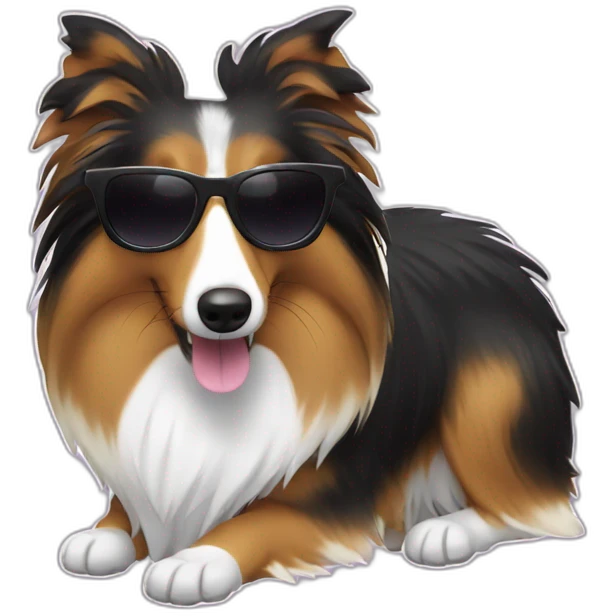 Sheltie with sunglasses emoji