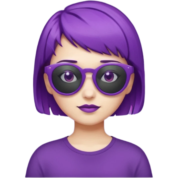girl with short purple hair and sunglasses on hair emoji