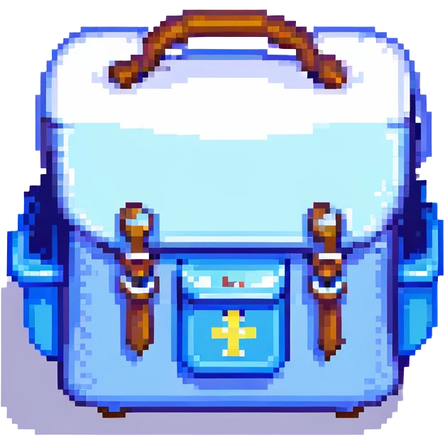 blue bag, pixel art style, small and clear emoji