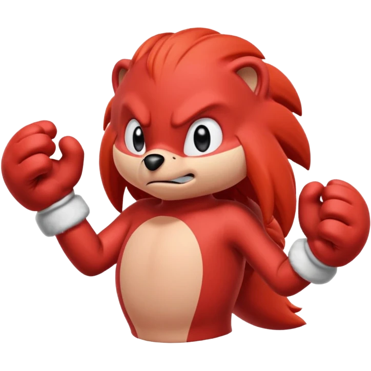 Sonic the hedgehogs friend knuckles a red animal with peach arms and white gloves emoji