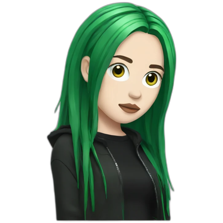 Billie eilish, green black hair emoji
