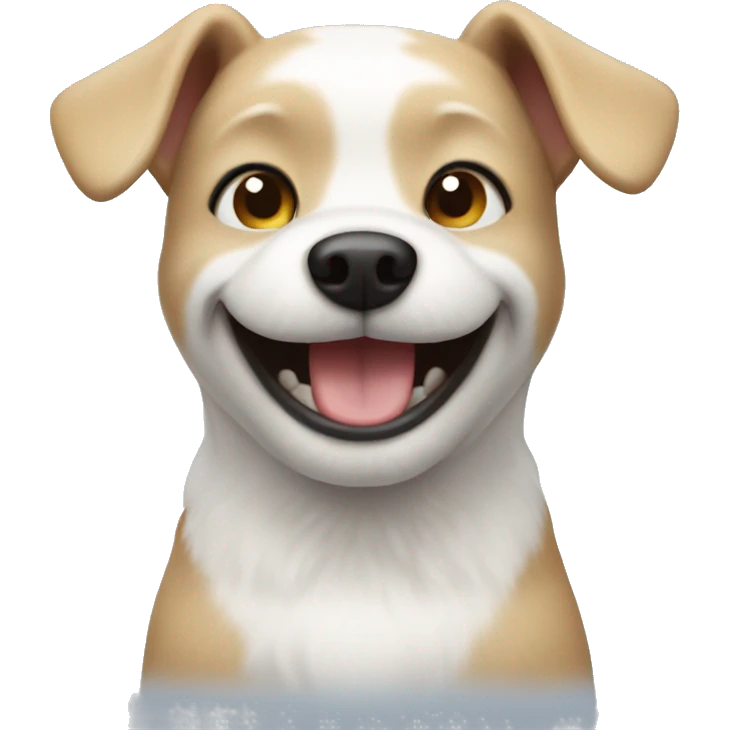 white small dog smiling emoji