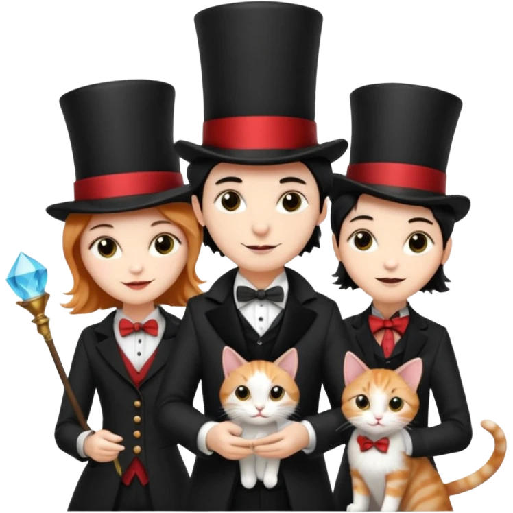 magician couple and their pet cat emoji