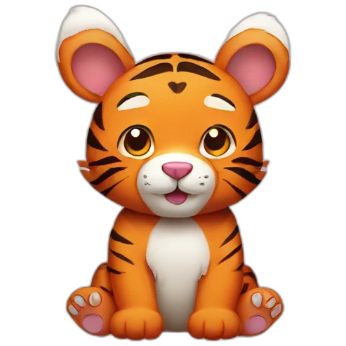 cute tiger bear with bunny ears emoji