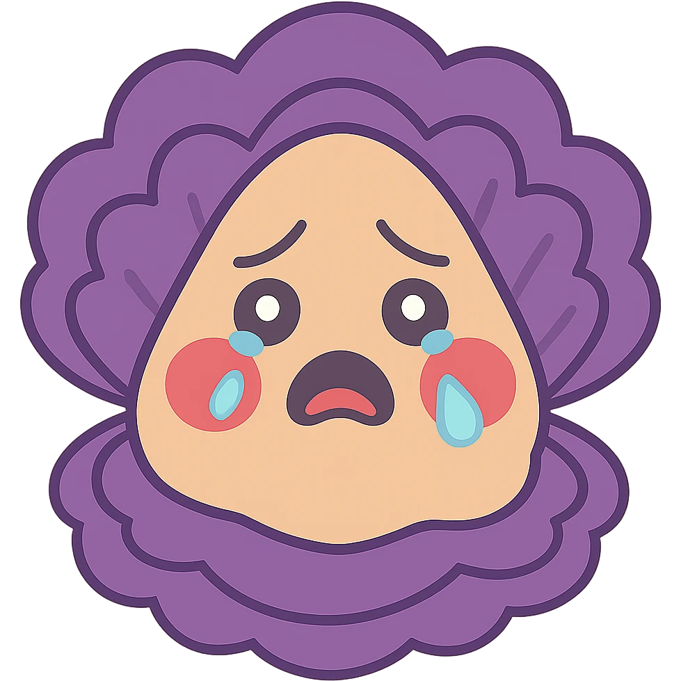 Cute oyster with a crying expression (teary eyes) in pastel toon style, transparent background. emoji