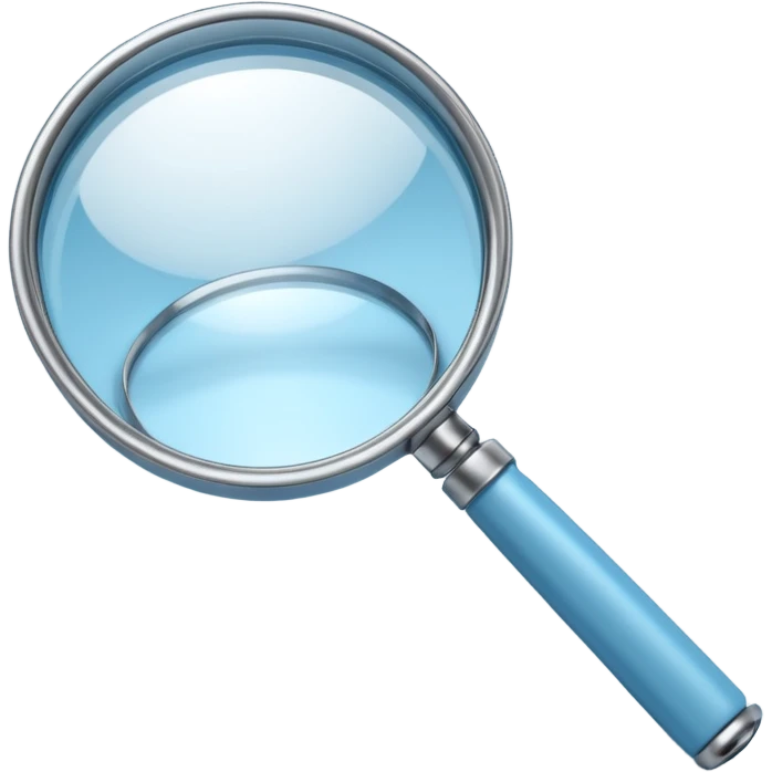 3D render of Magnifying Glass, forensic investigation aesthetic, sterile clinical lighting, cool blue undertones, sharp high-contrast details, professional clean look. emoji