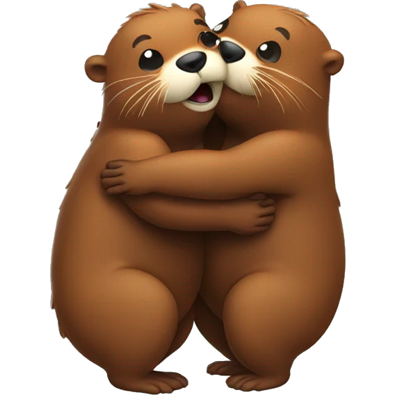 Two beavers hug emoji
