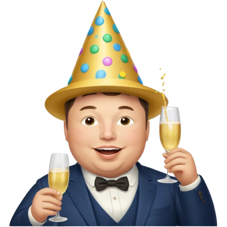 overweight happy realistic elon musk partying emoji