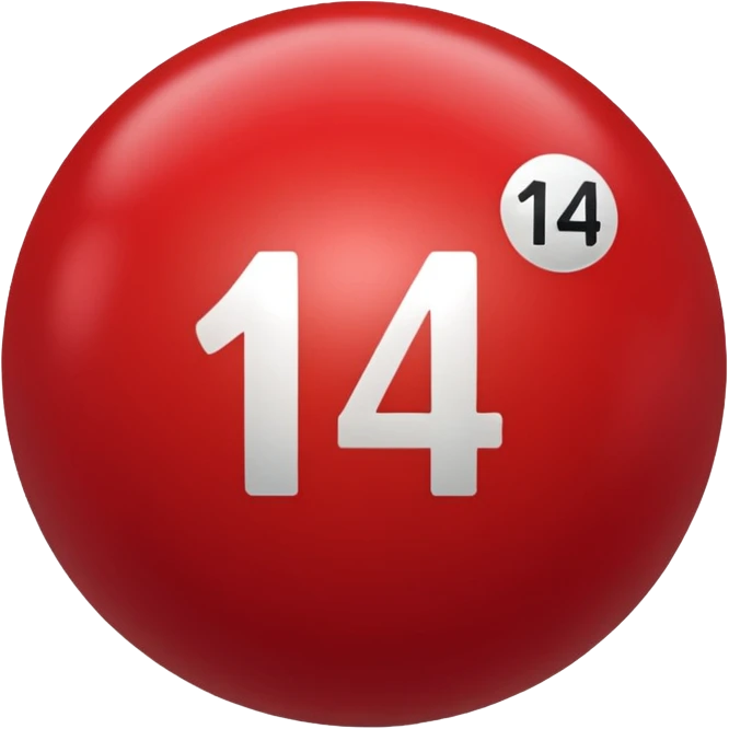 The number 14 on a red pool ball emoji