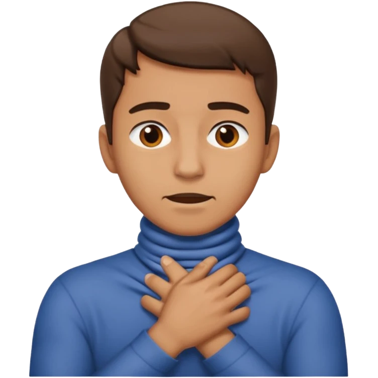 Man with hands gripped around NECK crossed like he is choking emoji