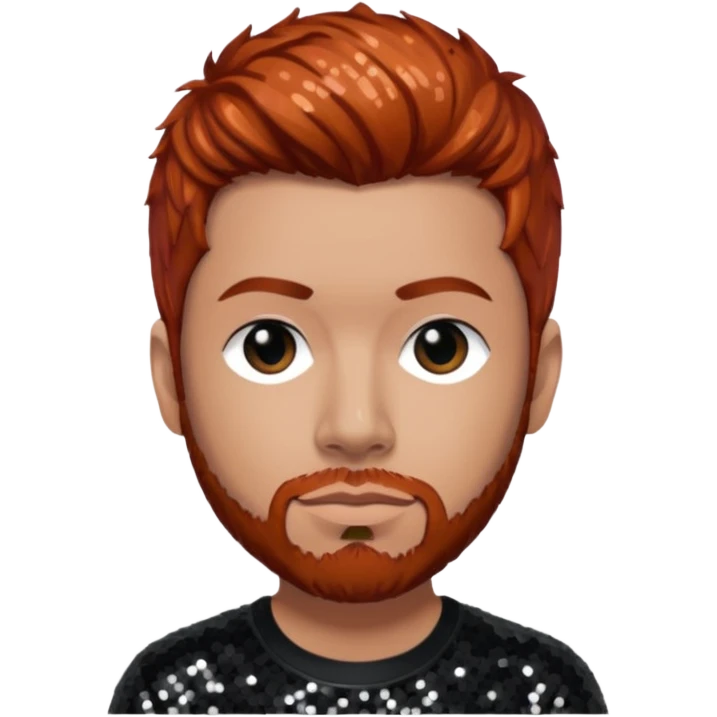 Abe Cunningham from Deftones with auburn hair, light skin, black sequin outfit emoji